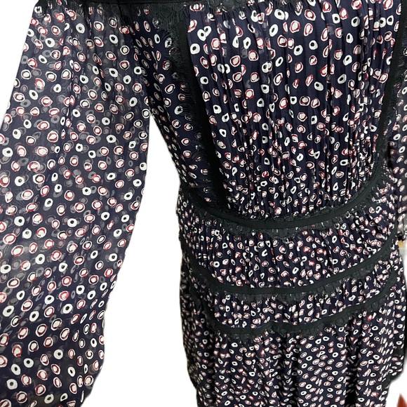 DIANE VON FURSTENBERG Jamie Dress Size 8 Silk Lace Trim Ruffle Tiered Black 8 - Picture 6 of 9